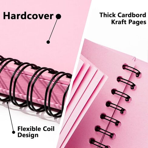10×10 inch Scrapbook Photo Album DIY Picture Book 40 Pages, Thick Kraft Paper Scrap Book Album with Silk Ribbon Wedding Guest Book Memory Book for Baby, Family, Travel ((Black) in Saudi Arabia