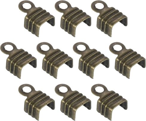 uxcell 100Pcs 4 x 6.5mm Fold Over Cord Ends, Cord Tips Leather Rope End Caps, Crimp Clamp Clasp Fastener Loop for DIY Jewelry Craft Making, Gold in Saudi Arabia