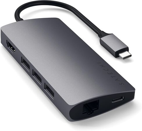 Satechi USB C Hub Multiport Adapter V3, 8 in 1 USB C Dongle with 8K HDMI, 85W USB-C PD Charging, 4 USB-C Data Ports, Ethernet, SD Card Reader for Mac, Windows - Space Gray in Saudi Arabia