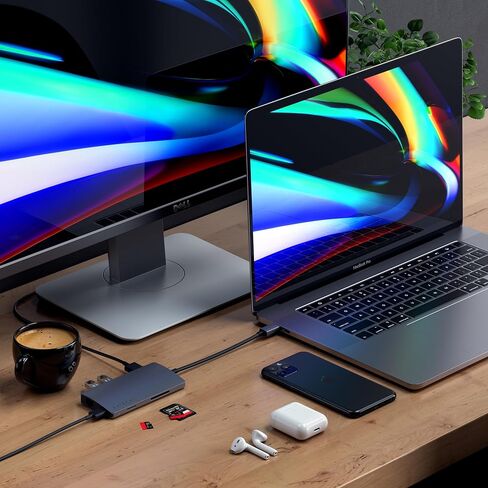 Satechi USB C Hub Multiport Adapter V3, 8 in 1 USB C Dongle with 8K HDMI, 85W USB-C PD Charging, 4 USB-C Data Ports, Ethernet, SD Card Reader for Mac, Windows - Space Gray in Saudi Arabia