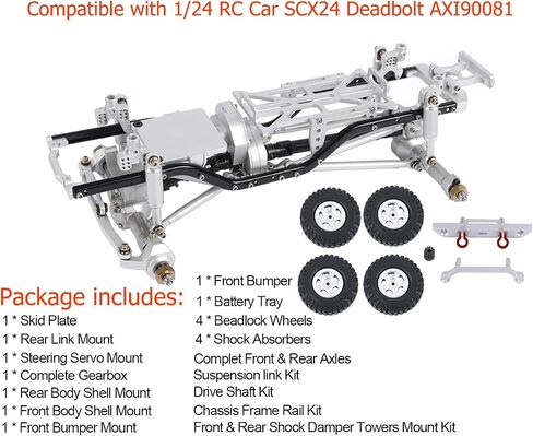 Metal Chassis Frame Assembled Kit for Axial SCX24 Deadbolt AXI90081 1/24 RC Crawler Car Upgrades (Silver) in Kuwait