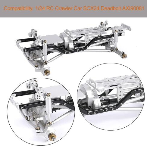 Metal Chassis Frame Assembled Kit for Axial SCX24 Deadbolt AXI90081 1/24 RC Crawler Car Upgrades (Silver) in Kuwait