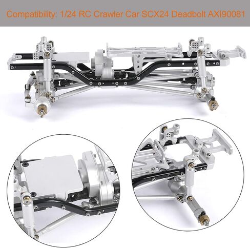 Metal Chassis Frame Assembled Kit for Axial SCX24 Deadbolt AXI90081 1/24 RC Crawler Car Upgrades (Silver) in Kuwait