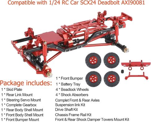 Metal Chassis Frame Assembled Kit for Axial SCX24 Deadbolt AXI90081 1/24 RC Crawler Car Upgrades (Silver) in Kuwait