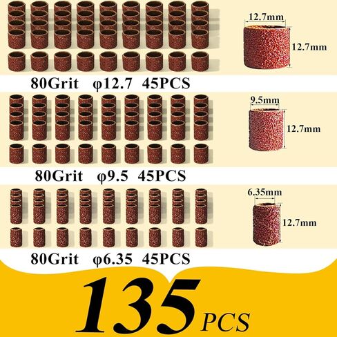 مجموعة طبلة الصنفرة من Asieg، 142 قطعة، 180 حبيبة، 1/2 بوصة و3/8 بوصة و1/4 بوصة شريط سنفرة للطبل مع 3.17 مم مماسك عرقوب للحفر أدوات دوارة دريمل مثقاب الأظافر in Kuwait
