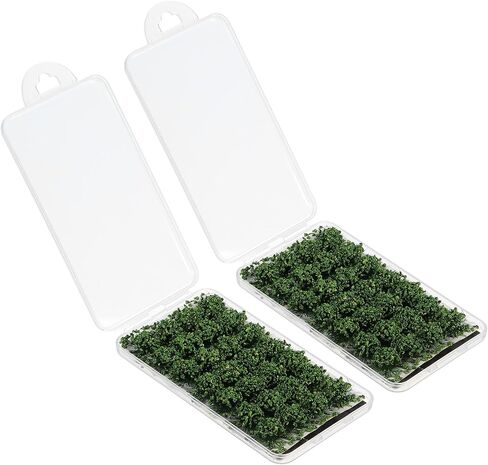 PATIKIL Static Grass Tuft Model, 2 Sets/56Pcs Miniature Bushy Tufted Lowland Shrubs Terrain Model Kit DIY for Train Landscape Railway Scenery Artificial Grass Modeling, Dark Green in Saudi Arabia