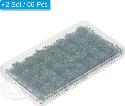 PATIKIL Static Grass Tuft Model, 2 Sets/56Pcs Miniature Bushy Tufted Lowland Shrubs Terrain Model Kit DIY for Train Landscape Railway Scenery Artificial Grass Modeling, Dark Green in Saudi Arabia