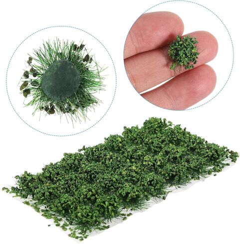 PATIKIL Static Grass Tuft Model, 2 Sets/56Pcs Miniature Bushy Tufted Lowland Shrubs Terrain Model Kit DIY for Train Landscape Railway Scenery Artificial Grass Modeling, Dark Green in Saudi Arabia