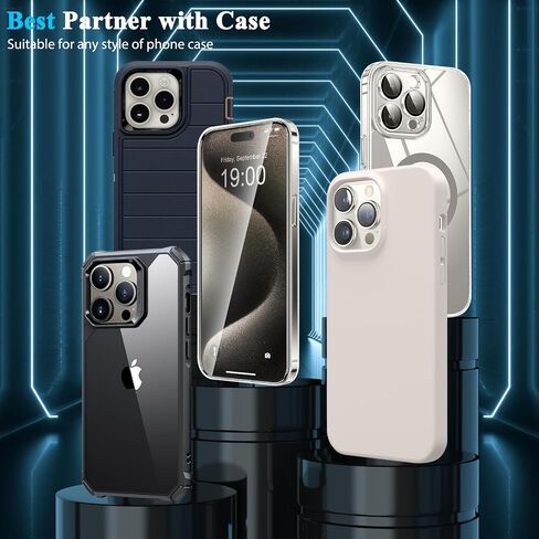 YMHML 3 عبوات لهاتف iPhone 15 Pro iPhone 15 واقي شاشة من الزجاج المقسى، [مقاوم للكسر من الدرجة العسكرية] واقي شاشة عالي الدقة مناسب لملحقات iPhone 15 Pro iPhone 15 in Kuwait