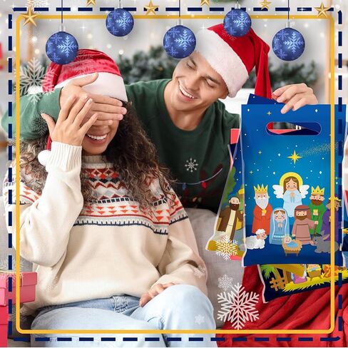 48 قطعة من أكياس هدايا عيد الميلاد المجيد، أكياس حلوى يسوع البلاستيكية لعيد الميلاد، حقائب الحلوى الدينية، حقائب الهدايا المسيحية مع مقبض للكنيسة، الأحد، المدرسة، عطلات الحفلات، الديكور in Kuwait