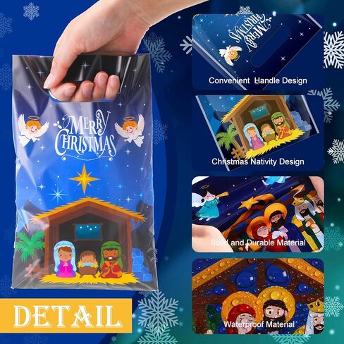 48 قطعة من أكياس هدايا عيد الميلاد المجيد، أكياس حلوى يسوع البلاستيكية لعيد الميلاد، حقائب الحلوى الدينية، حقائب الهدايا المسيحية مع مقبض للكنيسة، الأحد، المدرسة، عطلات الحفلات، الديكور in Kuwait