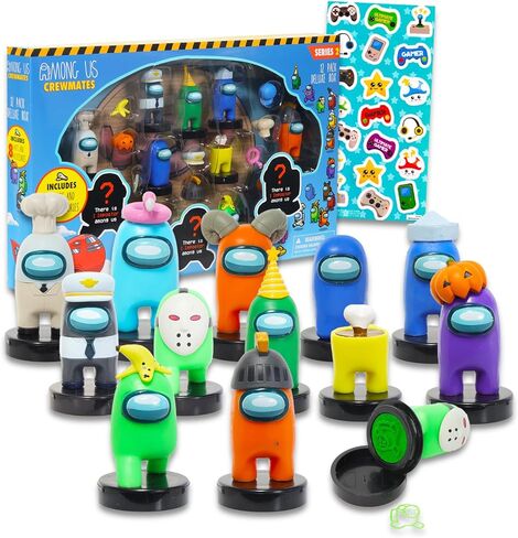 Among Us Cake Topper Set for Kids - Among Us Cake Decorations Bundle with 12 Among Us Cake Toppers Figures (1.5"), Stickers, & More | Among Us Party Supplies for Boys, Girls in Saudi Arabia