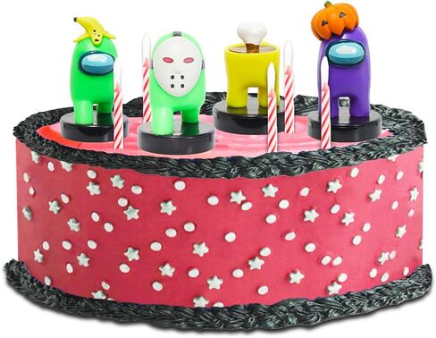Among Us Cake Topper Set for Kids - Among Us Cake Decorations Bundle with 12 Among Us Cake Toppers Figures (1.5"), Stickers, & More | Among Us Party Supplies for Boys, Girls in Saudi Arabia