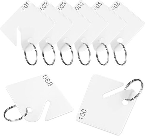100 Pcs Key Tags Plastic Slotted Tags with Upgrade Round Ring, White Square Hanging Tags with Number(1-100) for Key Cabinets Boxes Lockers Sturdy Frosted Item Identifiers for Home Office and Garage in Saudi Arabia