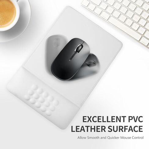 Mouse Pad, Mouse Pad with Wrist Support Comfortable Ergonomic Mousepad with Leather Wrist Rest for Computer, Laptop, Office & Home(White) in Kuwait