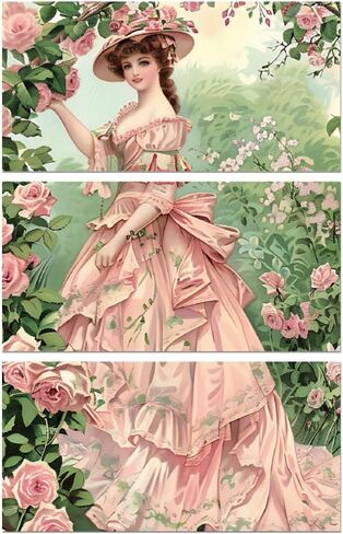 Rub on Transfer Decals for Furniture Crafts 6"x12", 3Pcs Garden Woman Waterproof UV DTF Transfer Decals Sticker for Dresser Lingerie Chests Drawer Glass Porcelain Wood in Saudi Arabia