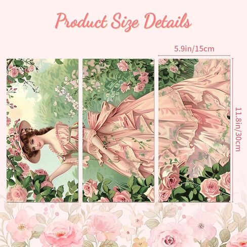 Rub on Transfer Decals for Furniture Crafts 6"x12", 3Pcs Garden Woman Waterproof UV DTF Transfer Decals Sticker for Dresser Lingerie Chests Drawer Glass Porcelain Wood in Saudi Arabia