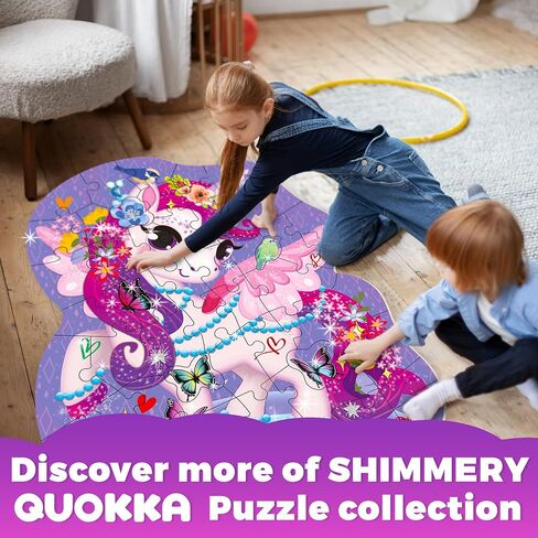 QUOKKA Glitter Giant Floor Puzzles for Kids Ages 3-5 - 2x3 Feet 48 Piece Puzzles for Toddlers 2-4 - Large Shaped Educational Toddler Puzzles Ages 24+ Months - Unicorn Activity Game for Boys and Girls in Saudi Arabia