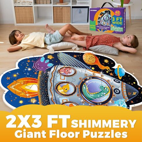 QUOKKA الألغاز الأرضية العملاقة للأطفال الذين تتراوح أعمارهم بين 3-5 - 2x3 أقدام 48 قطعة الألغاز للأطفال الصغار 2-4 - الألغاز التعليمية للأطفال الصغار ذات الشكل الكبير الذين تتراوح أعمارهم بين 24 شهرًا فما فوق - لعبة نشاط يونيكورن للبنين والبنات in Kuwait