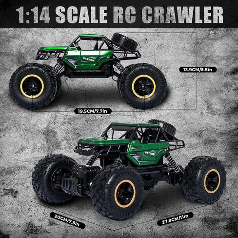 Blue RC Trucks Remote Control Car 1:14 Off Road Monster Truck,Metal Shell Crawler,2.4Ghz 20km/h High Speed All Terrain Hobby Truck in Saudi Arabia