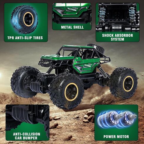 Blue RC Trucks Remote Control Car 1:14 Off Road Monster Truck,Metal Shell Crawler,2.4Ghz 20km/h High Speed All Terrain Hobby Truck in Saudi Arabia