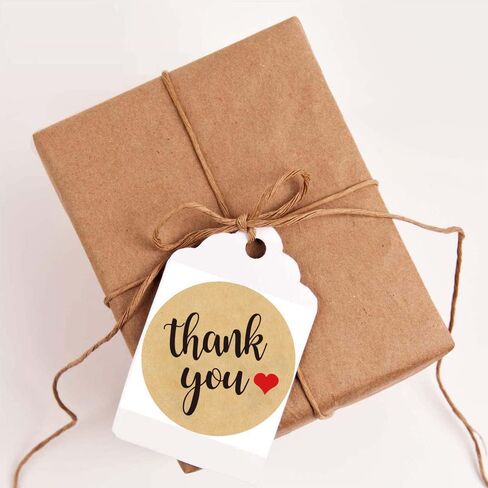 2 Rolls/1000Pcs Thank You Stickers Self Adhesive Kraft Paper Label Stickers for Gift Wrapping Baking Wedding Birthday Party Christmas, 25mm in Saudi Arabia