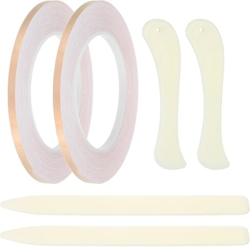PATIKIL 36 Yard 1/6 Inch Copper Foil Tape,2 Roll Copper Tape with Single-Sided Conductive Stained Glass Foil Tool with Scraper for Stained Tools DIY Crafting in Saudi Arabia
