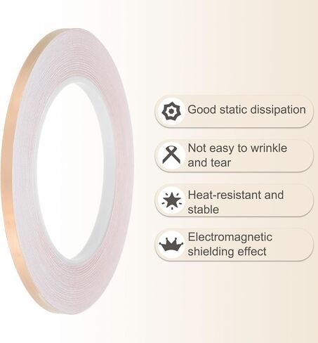 PATIKIL 36 Yard 1/6 Inch Copper Foil Tape,2 Roll Copper Tape with Single-Sided Conductive Stained Glass Foil Tool with Scraper for Stained Tools DIY Crafting in Saudi Arabia