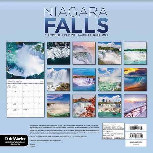 2025 Niagara Falls Wall Calendar & Push Pins in Saudi Arabia
