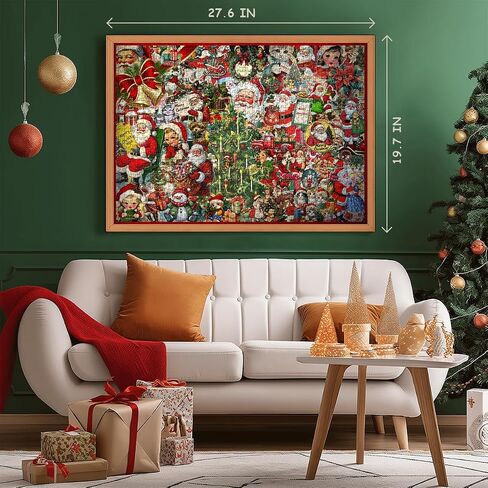 PICKFORU Christmas Puzzles 1000 Pieces, Vintage Christmas Collage Puzzles for Adults 1000 Piece, Xmas Holiday Jigsaw Puzzle of Santa Snowman Christmas Trees in Saudi Arabia