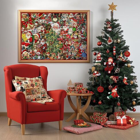 PICKFORU Christmas Puzzles 1000 Pieces, Vintage Christmas Collage Puzzles for Adults 1000 Piece, Xmas Holiday Jigsaw Puzzle of Santa Snowman Christmas Trees in Saudi Arabia