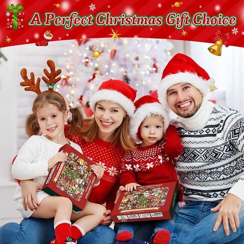 PICKFORU Christmas Puzzles 1000 Pieces, Vintage Christmas Collage Puzzles for Adults 1000 Piece, Xmas Holiday Jigsaw Puzzle of Santa Snowman Christmas Trees in Saudi Arabia