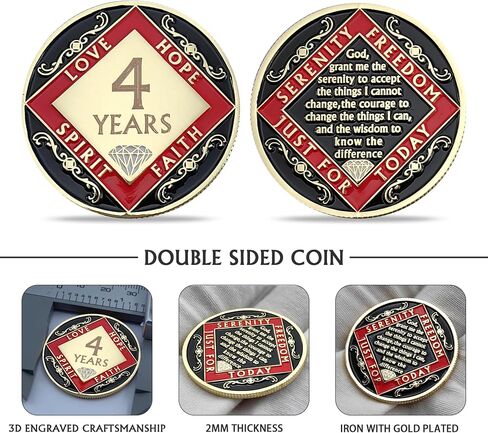 4 Year NA Medallion Four Year Recovery Chip for NA AA 12 Step Narcotics Anonymous Coin Anniversary Token Clean and Sober Gifts for Men Women Celebrating Sobriety and Addiction Recovery in Saudi Arabia