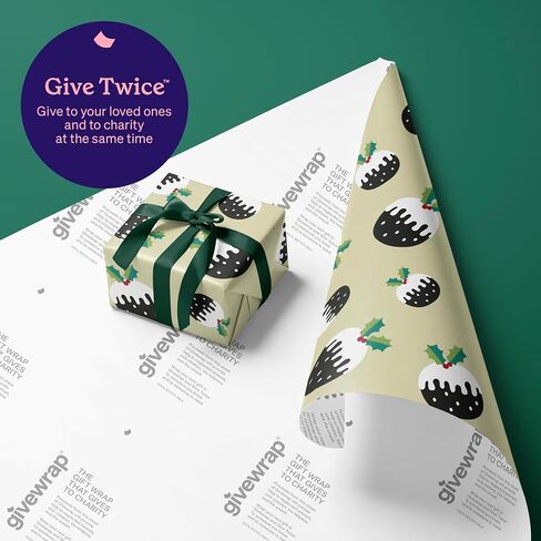 Givewrap® The Gift Wrap that Gives to Charity. 6 Rolls of HoHoHo Wrapping Paper, 100% Recyclable (Each roll 3m x 70cm) in Saudi Arabia