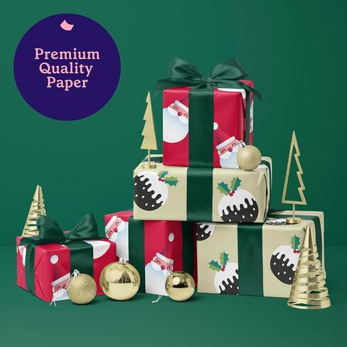 Givewrap® The Gift Wrap that Gives to Charity. 6 Rolls of HoHoHo Wrapping Paper, 100% Recyclable (Each roll 3m x 70cm) in Saudi Arabia