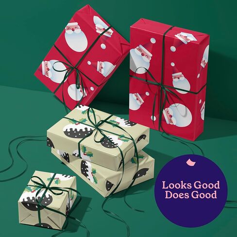 Givewrap® The Gift Wrap that Gives to Charity. 6 Rolls of HoHoHo Wrapping Paper, 100% Recyclable (Each roll 3m x 70cm) in Saudi Arabia