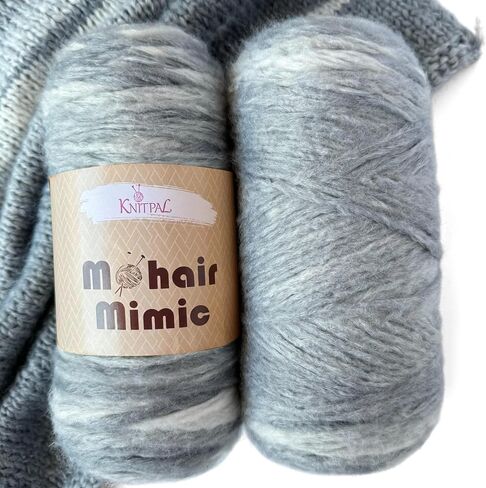 Double The Fun: Mohair Mimic Yarn - 2-Pack (524 yds/300 g) - Bulky Weight #5 - Luxurious Texture - Dolphin Gray in Saudi Arabia