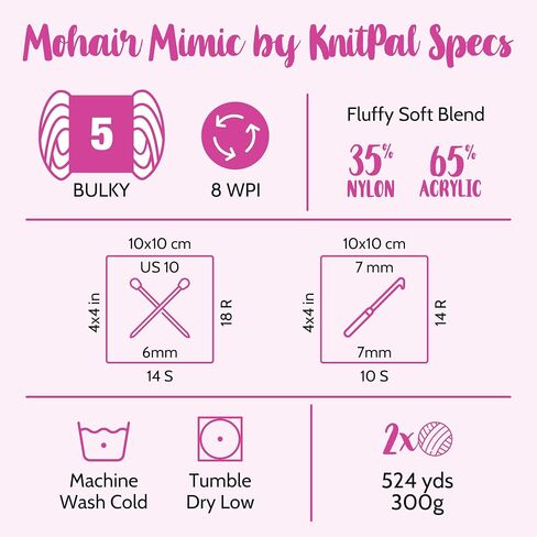 Double The Fun: Mohair Mimic Yarn - 2-Pack (524 yds/300 g) - Bulky Weight #5 - Luxurious Texture - Dolphin Gray in Saudi Arabia