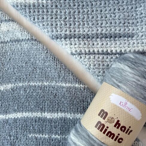 Double The Fun: Mohair Mimic Yarn - 2-Pack (524 yds/300 g) - Bulky Weight #5 - Luxurious Texture - Dolphin Gray in Saudi Arabia