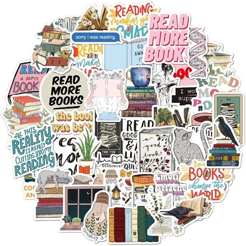 50pcs Book Stickers Inspirational Reading Water Bottle Stickers Bookish Stickers for Ebook Case Accessories Laptop Book Lovers Gifts Reading Stickers (50pcs Book Stickers) in Saudi Arabia