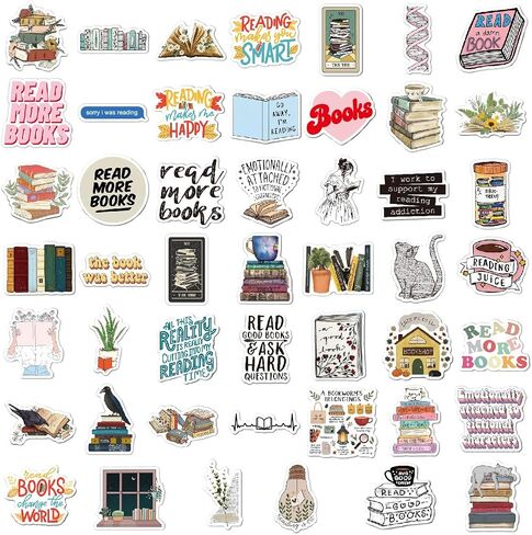 50pcs Book Stickers Inspirational Reading Water Bottle Stickers Bookish Stickers for Ebook Case Accessories Laptop Book Lovers Gifts Reading Stickers (50pcs Book Stickers) in Saudi Arabia