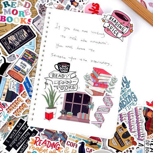 50pcs Book Stickers Inspirational Reading Water Bottle Stickers Bookish Stickers for Ebook Case Accessories Laptop Book Lovers Gifts Reading Stickers (50pcs Book Stickers) in Saudi Arabia