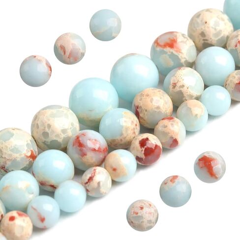 Natural Stone Beads 8mm Green Red Imperial Jasper Polished Round Smooth Gemstone Beads for Jewelry Making Adults 15 Inch(Green Red Imperial Jasper,8mm) in Kuwait