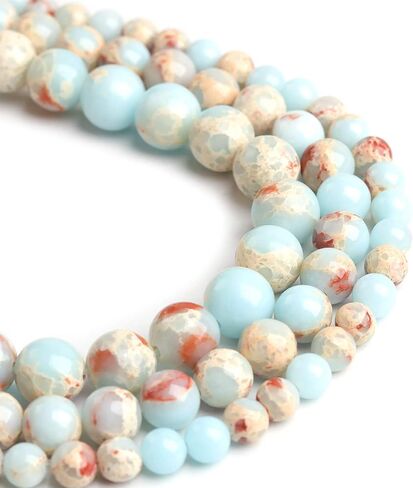 Natural Stone Beads 8mm Green Red Imperial Jasper Polished Round Smooth Gemstone Beads for Jewelry Making Adults 15 Inch(Green Red Imperial Jasper,8mm) in Kuwait