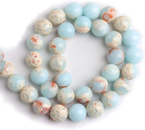 Natural Stone Beads 8mm Green Red Imperial Jasper Polished Round Smooth Gemstone Beads for Jewelry Making Adults 15 Inch(Green Red Imperial Jasper,8mm) in Kuwait