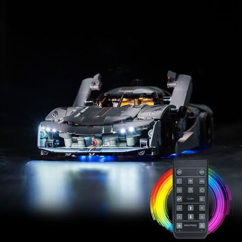 BrickBling LED Lights Compatible with Lego Technic Koenigsegg Jesko Absolut Grey Hypercar, Creative Light Kit Compatible with Lego 42173 (Lights Only, No Model) (RC Version Light) in Saudi Arabia
