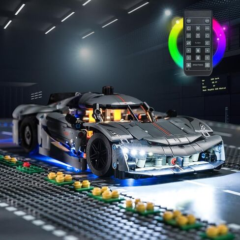BrickBling LED Lights Compatible with Lego Technic Koenigsegg Jesko Absolut Grey Hypercar, Creative Light Kit Compatible with Lego 42173 (Lights Only, No Model) (RC Version Light) in Saudi Arabia
