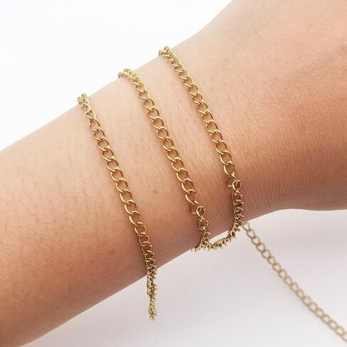 INSPIRELLE 30 Foot Stainless Steel Curb Chains 3mm Tarnish Resistant Extender Chain for Bracelet Necklace Jewelry Making in Saudi Arabia