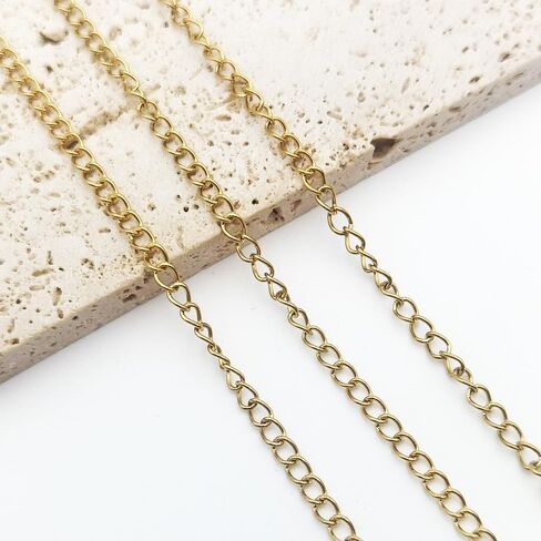 INSPIRELLE 30 Foot Stainless Steel Curb Chains 3mm Tarnish Resistant Extender Chain for Bracelet Necklace Jewelry Making in Saudi Arabia