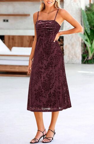 BTFBM Women's Summer Dress Sleeveless Spaghetti Strap Midi Dress Sexy Cowl Neck Floral Cocktail Dress Party Dresses in Kuwait